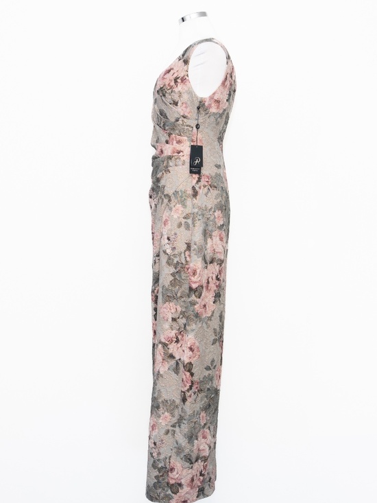 Adrianna Papell - Metallic Floral-Print Column Gown - Picture 6 of 13